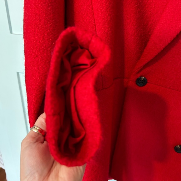 NWOT Ann Taylor red pea coat size L - Picture 3 of 8